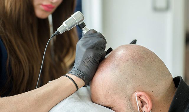 Elithair-Patient während der Haarpigmentierung mit der Nano-Technik